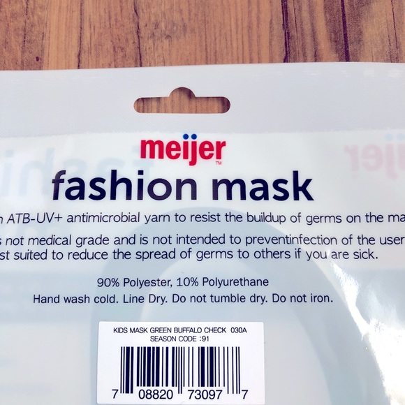 3/$10 NEW ATB-UV+ Face Mask Plaid Green UNISEX Small - Picture 6 of 11